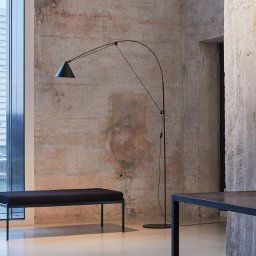 midgard LED floor lamp AYNO L, black/black 4,000 K 166 cm