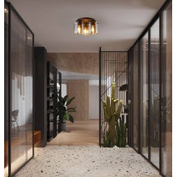 Searchlight Sweden ceiling light, 3-bulb, mocha/amber, steel, glass, E27