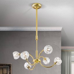 ORION Lead crystal hanging light Maderno, gold, 51 cm