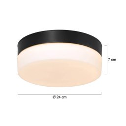 Steinhauer LED ceiling light Ikaro black, Ø 24 cm, metal, plastic