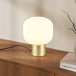 Trio Lighting Diva table lamp, brass-coloured, white, metal, glass, E27