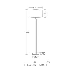 HerzBlut floor lamp Karl K, round, wood, white, 160 cm, E27