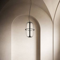 kdln LED pendant light Kooi, black, Ø 30 cm metal/glass