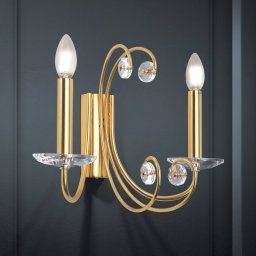 ORION Ariane wall lamp, gold-coloured, width 37.5 cm, crystal