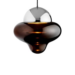 DESIGN BY US LED pendant light Nutty XL, brown / chrome-coloured, Ø 30 cm