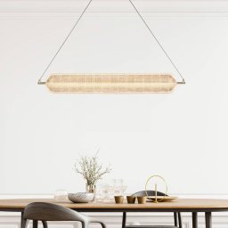 Searchlight Capsule LED pendant light, long, brass-coloured, iron, acrylic
