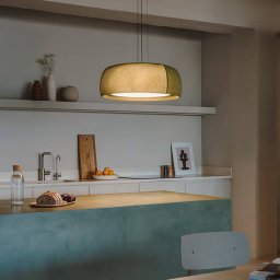 LEDS-C4 LED hanging light Gong, green, 3,000 K, Ø 61.2 cm, fabric