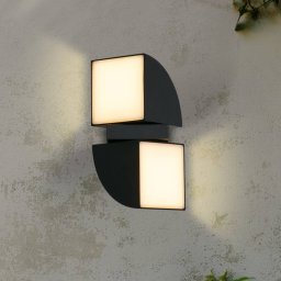 Searchlight LED outdoor wall light Dakota, black, height 21 cm, 2-bulb
