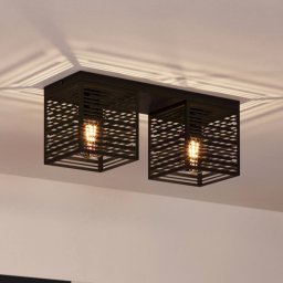 EGLO Piedritas ceiling lamp, two black square shades