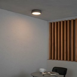 FARO BARCELONA Anga LED outdoor ceiling light, dark grey, concrete, Ø 24 cm