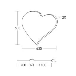 HerzBlut LED wall light heart maxi, 60.5 cm, wood, plug