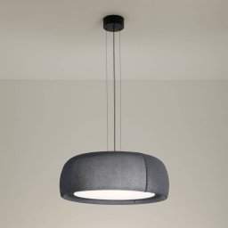 LEDS-C4 LED hanging light Gong, grey, 3,000 K, Ø 61.2 cm, fabric