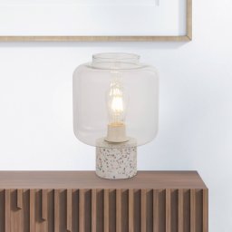 Searchlight X Vessel table lamp, white / clear, concrete, glass