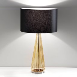 Selène Costa Rica table lamp, black lampshade, amber base