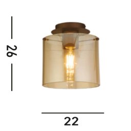 Searchlight Sweden ceiling light, mocha/amber, 1-bulb, steel, glass