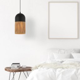 Zambelis Hanging light 23071, black/natural colour, Ø18cm, metal, paper