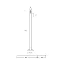 HerzBlut LED floor lamp Karl G, wood/granite, reading light