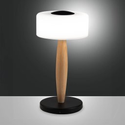 Fabas Luce Elea LED table lamp, black, height 29 cm, glass, wood