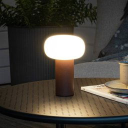 Konstsmide Antibes LED table lamp, IP54, battery, RGBW, rust