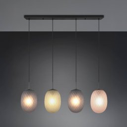 Trio Lighting Facette pendant light, multicoloured, length 117 cm, 4-bulb, glass
