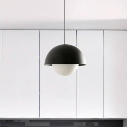 FARO BARCELONA Marisol LED hanging light, black, steel/glass, Ø 30 cm