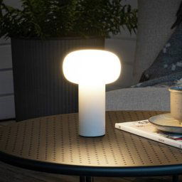 Konstsmide Antibes LED table lamp, IP54, battery, RGBW, white
