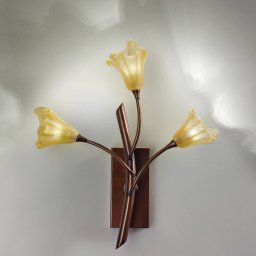 Cremasco 7142 wall lamp 3-bulb, burnished brass/amber