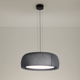 LEDS-C4 LED hanging light Gong, grey, 2,700 K, Ø 61.2 cm, fabric
