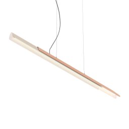 kdln Dala linear hanging light, sand white/copper 3,000 K 150 cm