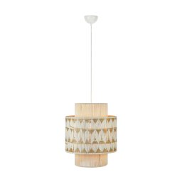 Markslöjd Ano pendant light, Ø 45 cm, textile, beige/brown