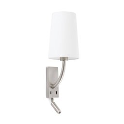 FARO BARCELONA Rem wall light with LED reading lamp, white/nickel