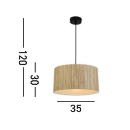Searchlight Meadow pendant light, brown, black, natural fibre, steel
