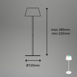 Briloner LED table lamp Kiki, white, IP44, 3,000 K, RGBW