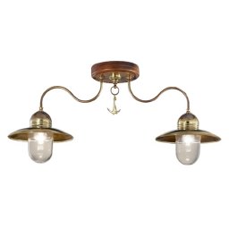 Cremasco Faro ceiling light, wood and brass