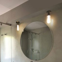 FARO BARCELONA LED bathroom ceiling light Brume, anthracite, glass, Ø 8 cm