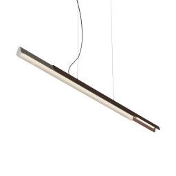 kdln Dala linear hanging light, dark grey/wood, 3,000 K, 150 cm