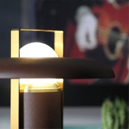 Linea Light LED table lamp Camping, dark brown, aluminium, PMMA, CCT