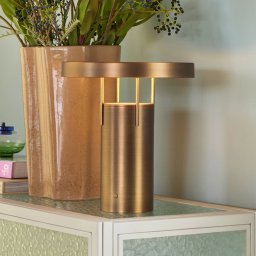 HÜBSCH BringMe LED rechargeable table lamp, burnished brass, 28 cm