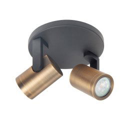HighLight Halo downlight, black/brass burnished Ø 17 cm 2-bulb.