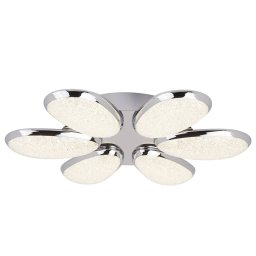 Searchlight Lori LED ceiling light, 6-bulb, 52 cm, chrome/frosted, glass