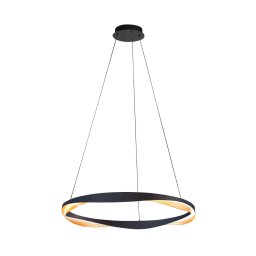 HighLight Ascoli LED hanging light, Ø 85 cm, black/gold, metal, dimmable