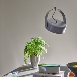 HÜBSCH Stage LED pendant light, grey, iron, 3,000 K