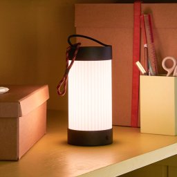 HÜBSCH LED table lamp Camp black, glass, iron, IP44