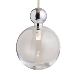 EBB & FLOW Uva L hanging light, ball silver, clear