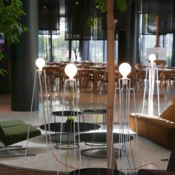 GRUPA Model M2 LED floor lamp white, red cable