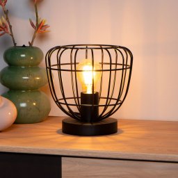Lucide Filox table lamp with a cage lampshade black