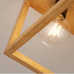Searchlight Square ceiling light made of bamboo, 4-bulb