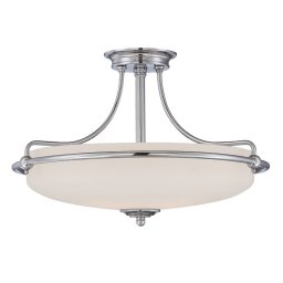 QUOIZEL Griffin semi-flush ceiling lamp, chrome, Ø 57 cm