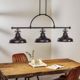 QUOIZEL Emery industrial pendant lamp bronze 3-bulb
