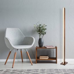 Näve Madera LED floor lamp, wooden look, dimmable